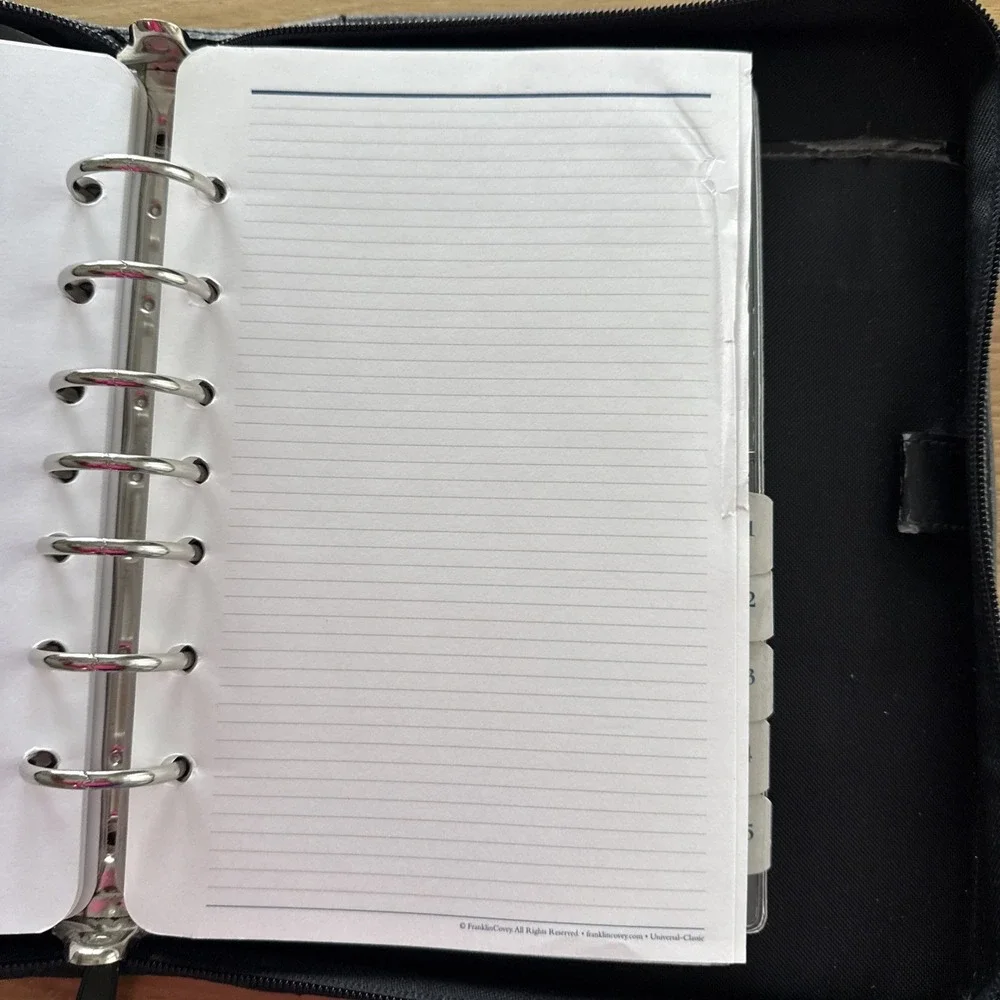 FRANKLIN COVEY Planner Binder Leather 7 Ring Black Zip Closure 10